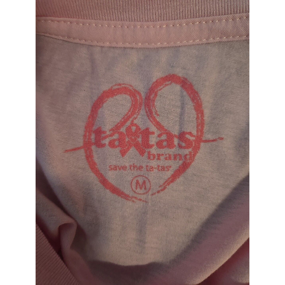 TaTas Brand Women's Pink Save the Tatas Breast Cancer Funny T-shirt Size Medium - Picture 4 of 5